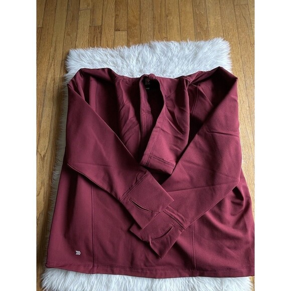 All in Motion 2XL Woven Fleece Maroon Jacket with Zipper Pockets Hood NWT - Picture 8 of 10